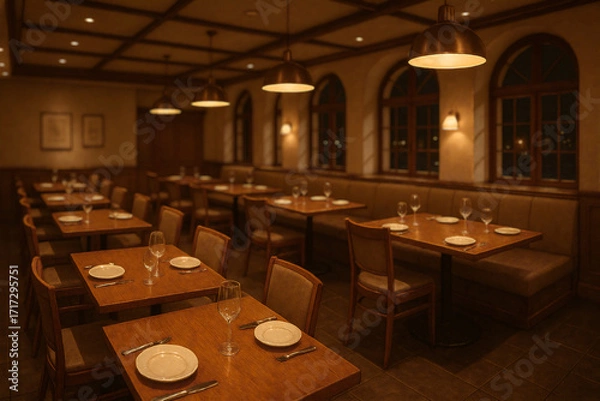Obraz 温かい雰囲気のレストラン内装