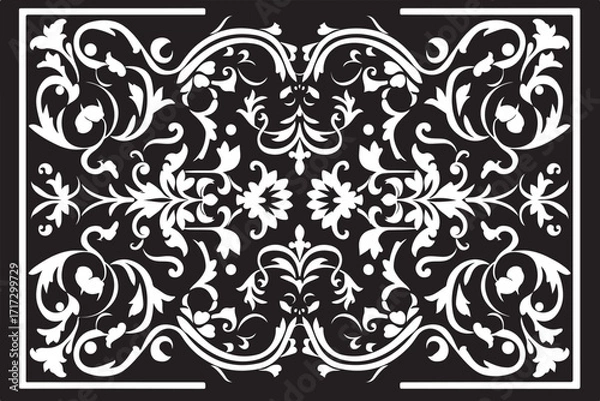 Obraz Ornate flourish floral pattern decorative element regal scrollwork elegant vintage design laser cut