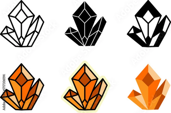 Obraz Crystal Icons Set Monochrome and Colorful Variations