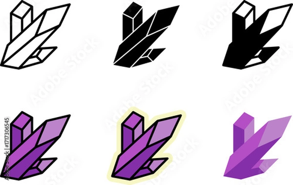 Obraz Crystal Icons Set Monochrome and Colorful Variations