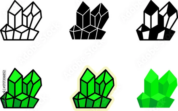 Obraz Crystal Icons Set Monochrome and Colorful Variations