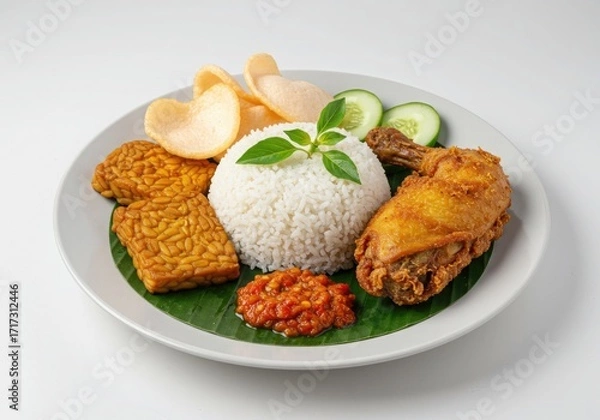 Fototapeta nasi liwet fragrant coconut rice served with fried
