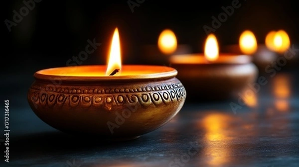 Obraz Close-up of ornate candles, warm light