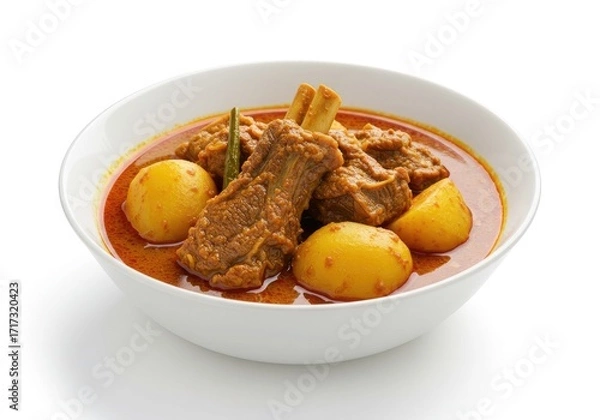 Fototapeta gulai kambing rich goat curry with potatoes served