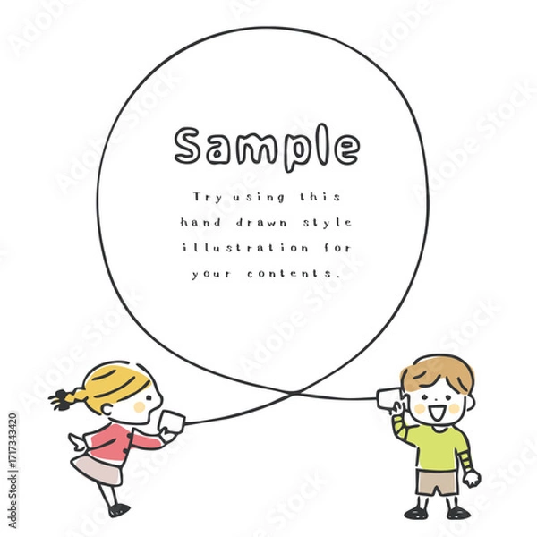 Obraz 糸電話をする子供　コピースペース