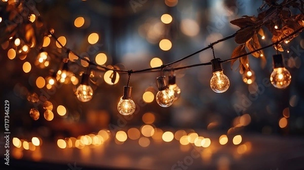 Obraz A string of lights with a blurry background