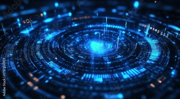 Fototapeta Futuristic technology background image featuring AI, artificial intelligence, and big data
