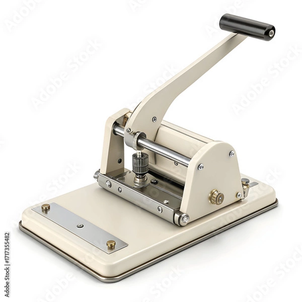 Fototapeta A paper punch machine isolated on a white background, designed to punch holes in sheets for filing,