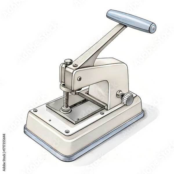 Fototapeta A paper punch machine isolated on a white background, designed to punch holes in sheets for filing,