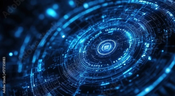 Fototapeta Futuristic technology background image featuring AI, artificial intelligence, and big data
