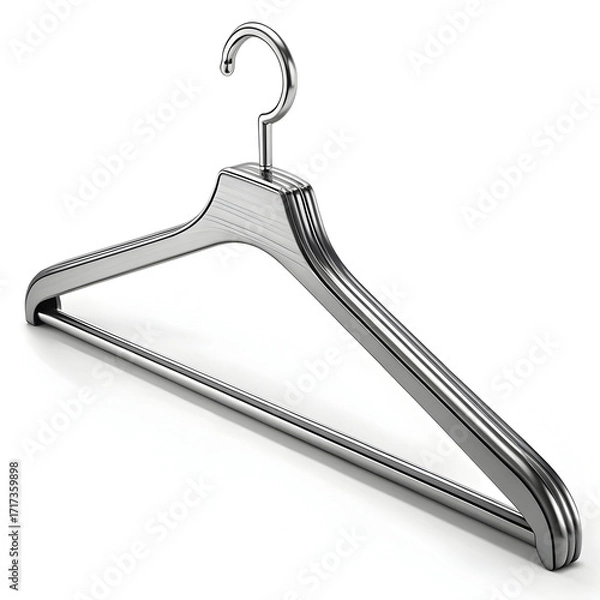 Fototapeta A metal coat hanger isolated on white background, designed for hanging clothes efficiently in closets, maintaining