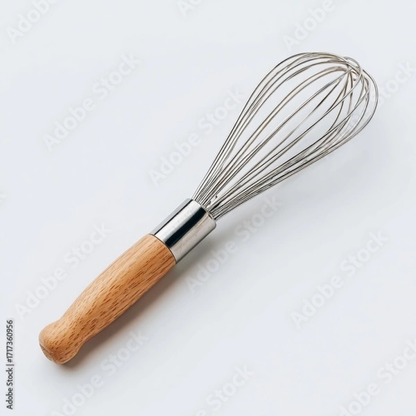 Fototapeta A wooden handle with a metal whisk on top