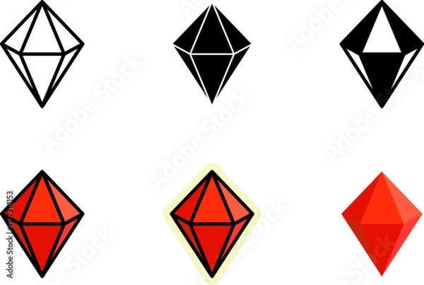 Obraz Crystal Icons Set Monochrome and Colorful Variations
