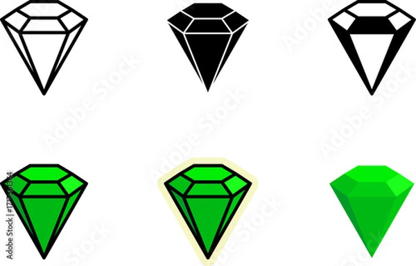 Obraz Diamond Icons Set Monochrome and Colorful Variations