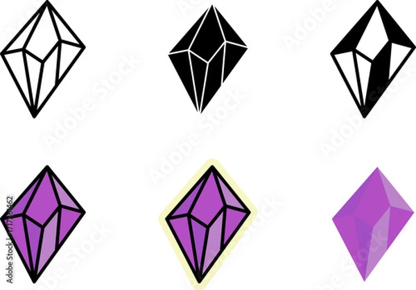 Obraz Crystal Icons Set Monochrome and Colorful Variations