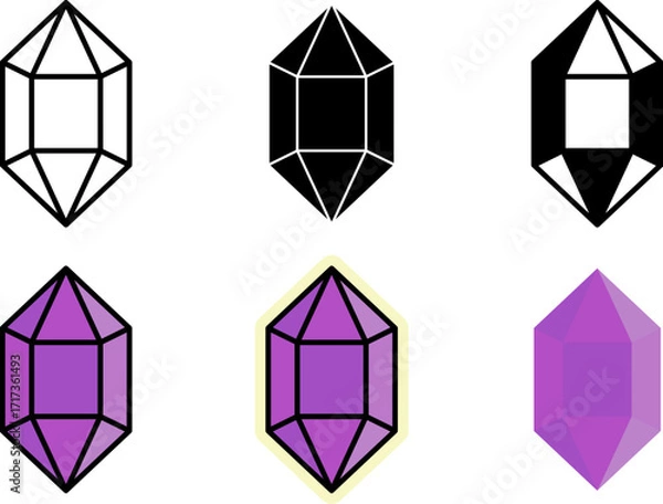 Obraz Crystal Icons Set Monochrome and Colorful Variations
