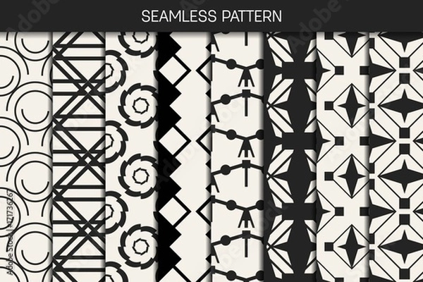 Fototapeta Abstract concept vector monochrome geometric pattern. Black and white minimal background. Creative illustration template. Seamless stylish texture. For wallpaper, surface, web design, textile, decor.
