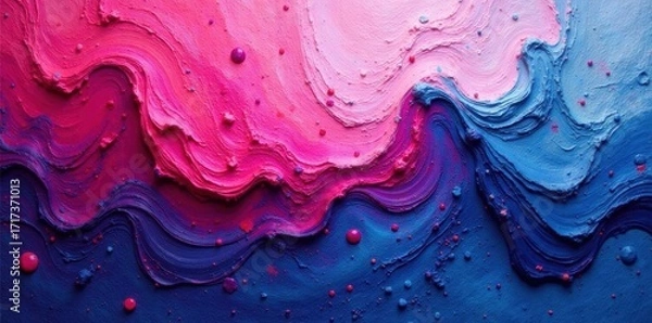 Fototapeta Bold pink, deep blue impasto, abstract canvas , canvas, contemporary art