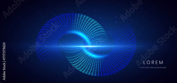 Fototapeta Techology circles blue lines table on dark background.