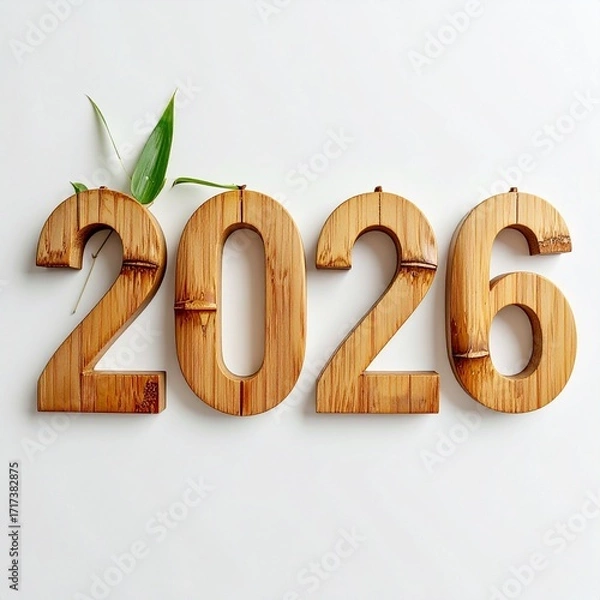 Fototapeta お洒落なアクセントを加えた2026の文字、シンプルな背景画像 Generated by AI	