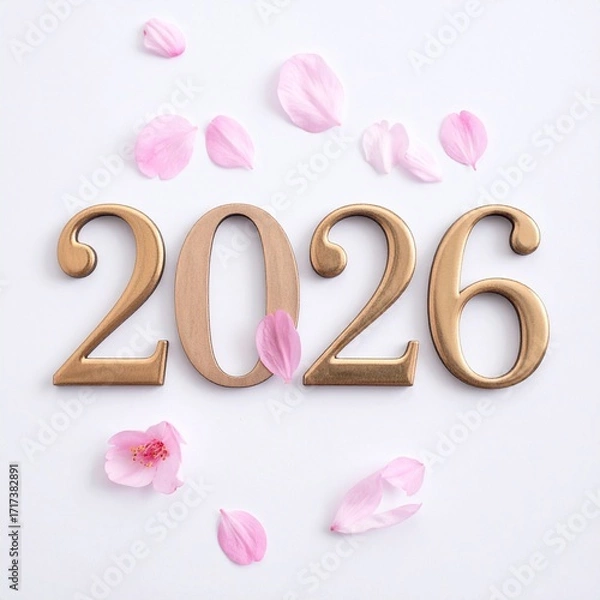 Fototapeta お洒落なアクセントを加えた2026の文字、シンプルな背景画像 Generated by AI	