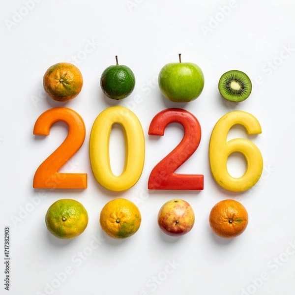 Fototapeta お洒落なアクセントを加えた2026の文字、シンプルな背景画像 Generated by AI	