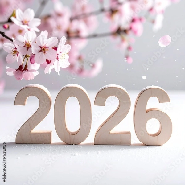 Fototapeta お洒落なアクセントを加えた2026の文字、シンプルな背景画像 Generated by AI	