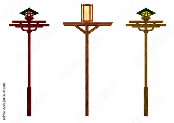 Obraz 木材の街灯セット