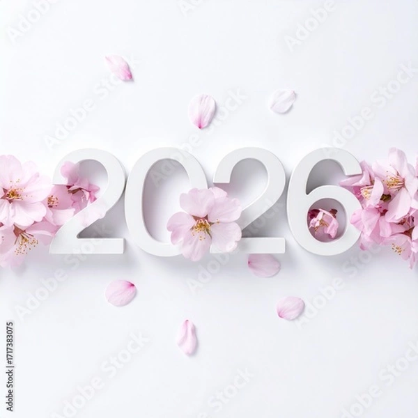 Fototapeta お洒落なアクセントを加えた2026の文字、シンプルな背景画像 Generated by AI	
