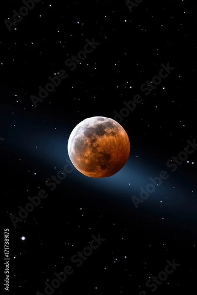 Fototapeta Breathtaking Red Moon Illuminates the Night Sky Casting an Ethereal Glow over the Landscape Creating a Mystical and Enchanting Atmosphere in Nature