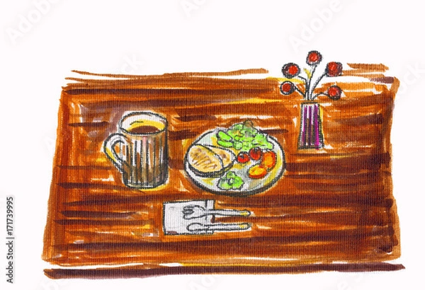 Obraz コーヒーとパン