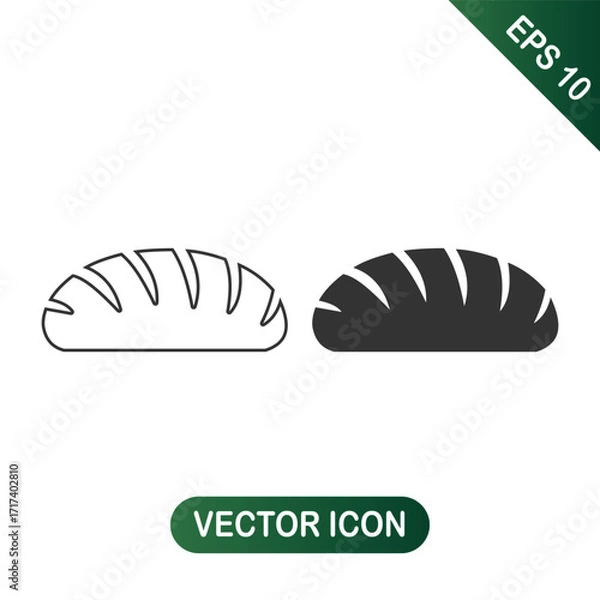 Obraz Bread loaf icon set Outline and solid versions for diverse design applications