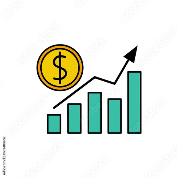 Obraz Vector image of business theme graphics, coins and arrows in EPS format