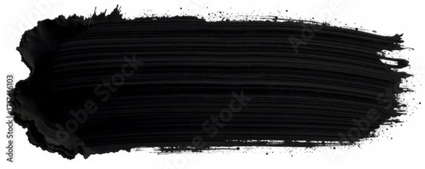 Fototapeta Bold black ink brush stroke, heavily textured, high contrast , line, splash, raw