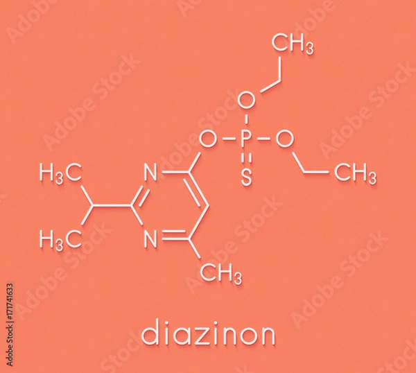Fototapeta Diazinon (dimpylate) organophosphate insecticide molecule. Skeletal formula.