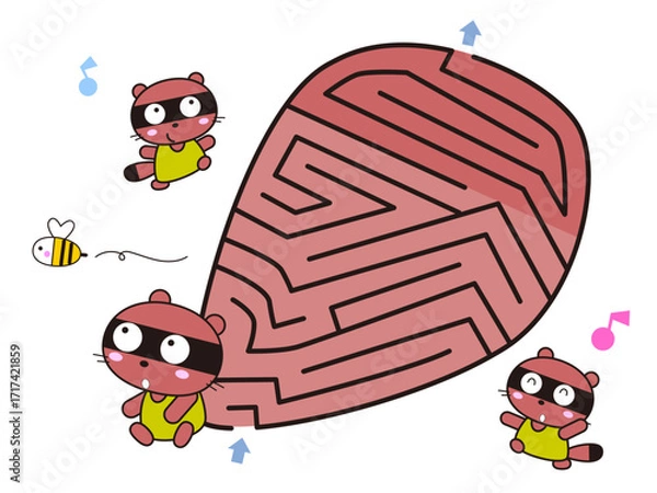 Obraz たぬきのしっぽの迷路