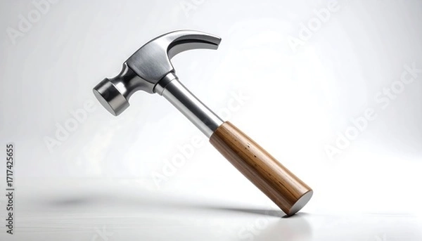 Obraz Chrome hammer with wooden handle, studio shot