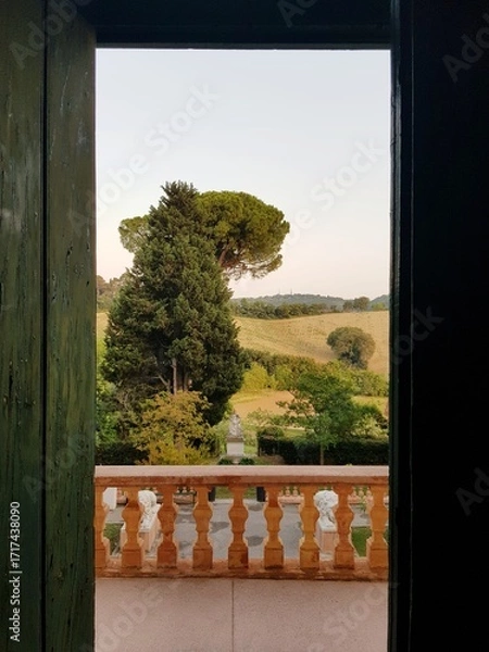 Fototapeta View from the window of a villa in Tuscany, Italy