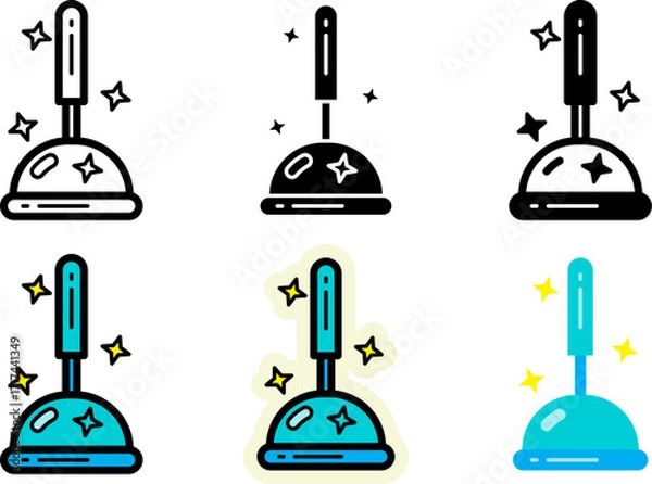 Obraz plunger icons set monochrome and colorful variations