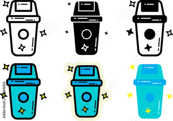 Obraz trash bin icons set monochrome and colorful variations