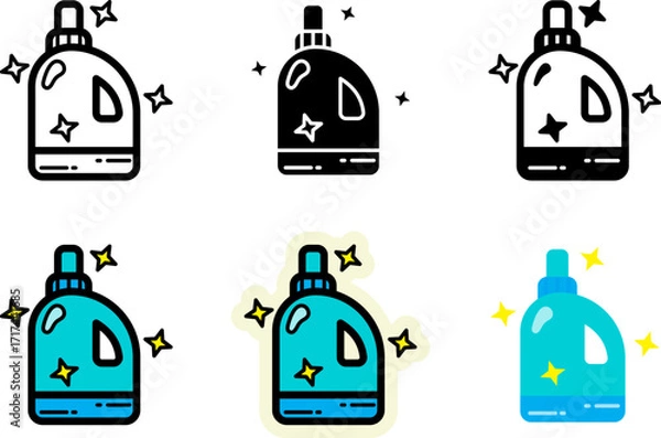 Obraz liquid soap icons set monochrome and colorful variations