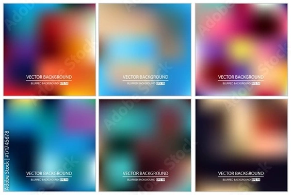 Fototapeta Abstract Creative concept vector multicolored blurred background set. For Web and Mobile Applications, art illustration template design, business infographic and social media, modern decoration
