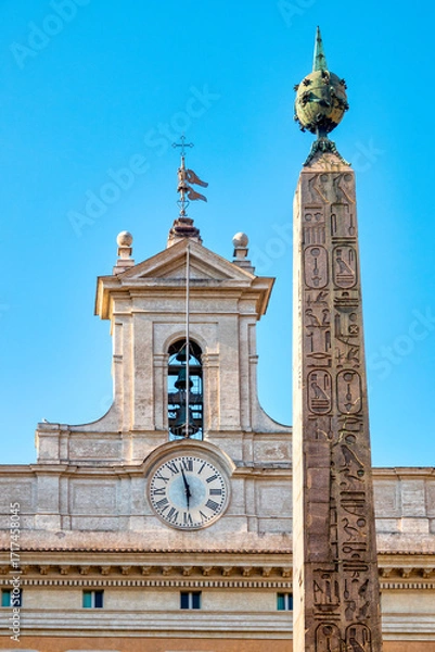 Obraz Obelisk of Montecitorio and Palazzo facade
