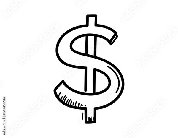 Obraz Simple hand-drawn dollar sign