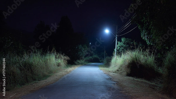Fototapeta Mysterious Dark Forest Path at Night Halloween