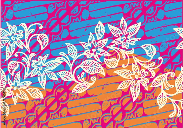 Fototapeta Batik Indonesian: is a technique of wax-resist dyeing applied to whole cloth, or cloth made using this technique originated from Indonesia.