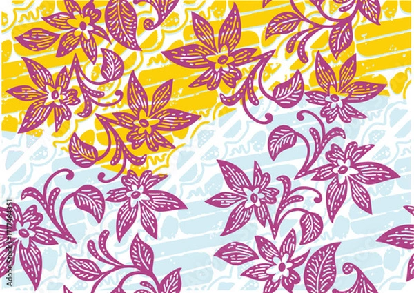 Fototapeta Indonesian batik motifs with very distinctive plant patterns