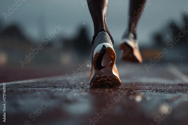 Fototapeta Minimalist Close-Up of Runner’s Shoes in Motion with Dynamic Blur