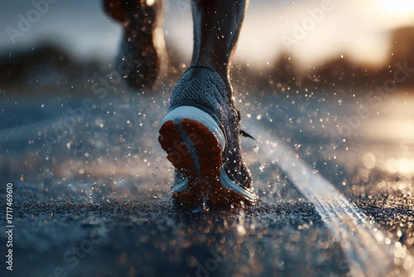Fototapeta Minimalist Close-Up of Runner’s Shoes in Motion with Dynamic Blur