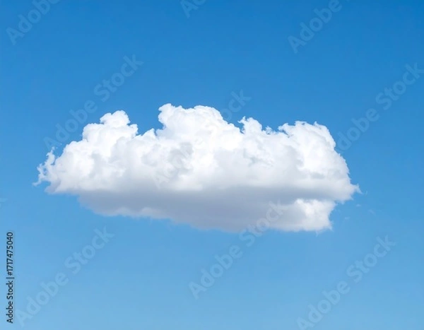 Fototapeta Single fluffy cumulus cloud in a clear blue sky